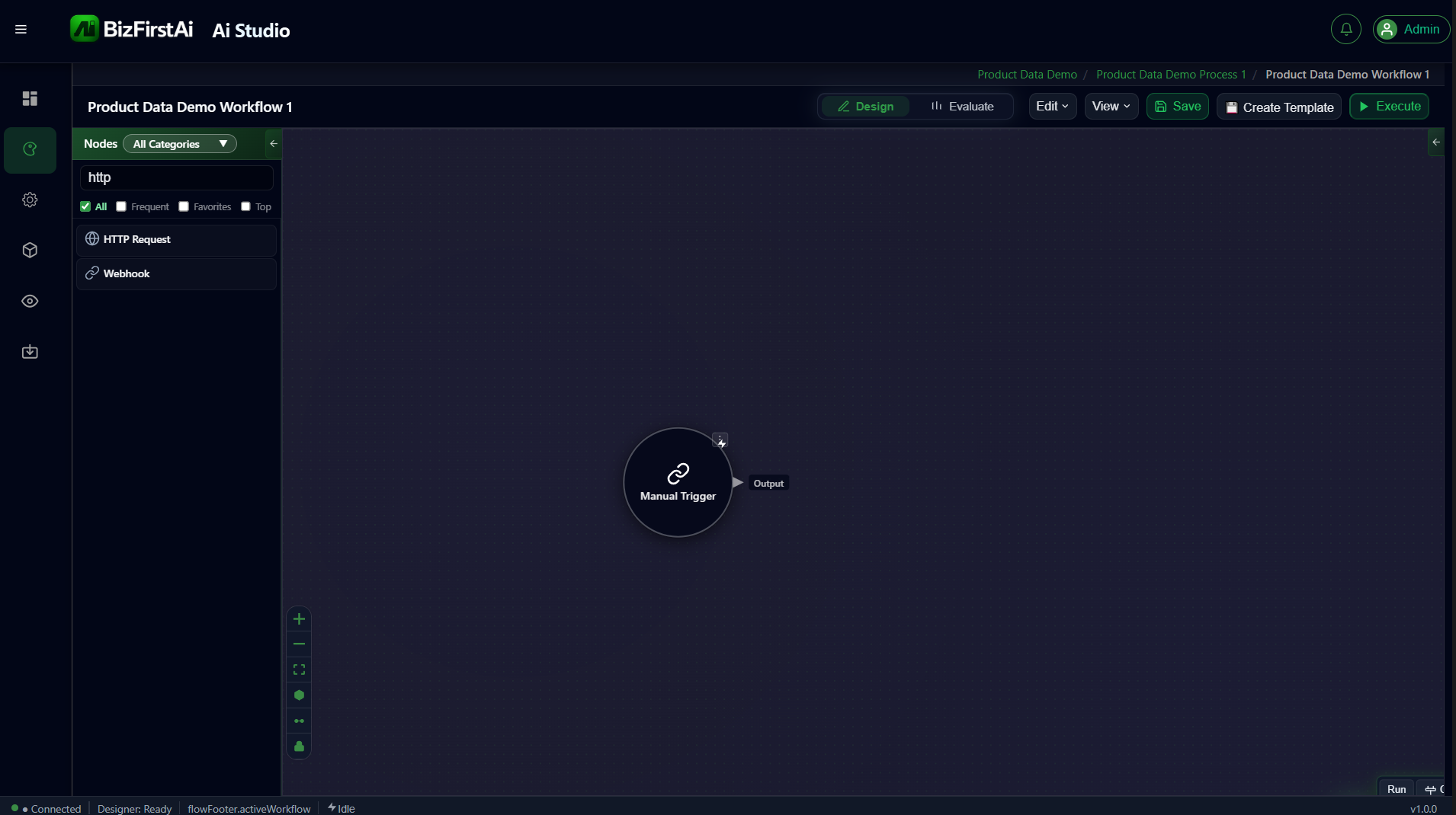 Manual Trigger node on canvas